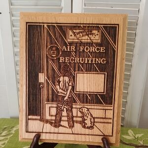Wooden Air Force Recruiting Plaque with Little Boy and Dog